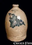 COWDEN & WILCOX / HARRISBURG, PA Stoneware Jug w/ Floral Decoration, Three-Gallon by Cowden & Wilcox, circa 1865, Stoneware, sold Jul 2012