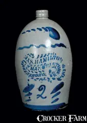 Jas. Hamilton, JAS. HAMILTON / GREENSBORO, PA 2 Gal. Stoneware Jug, circa 1875, Stoneware