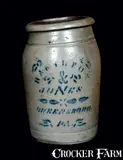 HAMILTON & JONES / GREENSBORO, PA Stoneware Crock by Hamilton & Jones, circa 1875, Stoneware, sold Jul 2012