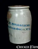 A.P. Donaghho, A. P. DONAGHHO / PARKERSBURG, WV Stoneware Crock, circa 1880, Stoneware