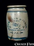 HAMILTON & JONES / GREENSBORO, PA 1 Gal. Stoneware Crock by Hamilton & Jones, circa 1875, Stoneware, sold Jul 2012