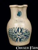 F. H. COWDEN / HARRISBURG, PA Stoneware Pitcher by F.H. Cowden, circa 1880, Stoneware, sold Jul 2012