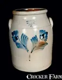 Evan R. Jones, EVAN R. JONES / PITTSTON, PA Stoneware Crock with Unusual Floral Decoration, circa 1875, Stoneware