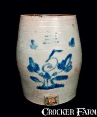 A.J. Buttler, A. J. BUTTLER / NEW BRUNSWICK, NJ Stoneware Water Cooler, Five-Gallon, circa 1870, Stoneware