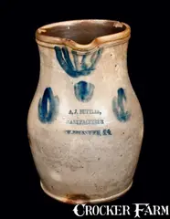 Klemens Beuttler, A,J, BUTTLER / MANUFACTERUR / NEW-BRUNSWICK, N.J. Stoneware Pitcher, Half-Gallon, circa 1870, Stoneware