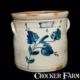 M. Woodruff, M. WOODRUFF / CORTLAND, New York Stoneware Crock with Flowers