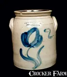 M. Woodruff, M. WOODRUFF / CORTLAND (NY) Stoneware Crock with Flower