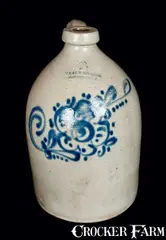 Underwood, UNDERWOOD / FORT EDWARD, NY Stoneware Jug with Floral Decoration, circa 1865, Stoneware