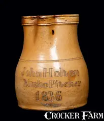 John Holton, Northeastern Stoneware Presentation Pitcher, "John Holton / Bimbo Pitcher / 1836", 1836, Stoneware