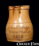 John Holton, Northeastern Stoneware Presentation Pitcher, "John Holton / Bimbo Pitcher / 1836", 1836, Stoneware