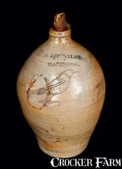 D. Goodale, D. GOODALE. / HARTFORD Stoneware Jug with Incised Bird Decoration, early 19th century, Stoneware