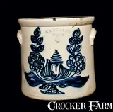 N. A. WHITE & SON / UTICA, NY Stoneware Jar with Vibrant Floral Decoration by N.A. White & Son, circa 1885, Stoneware, sold Mar 2012
