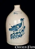 Ottman Bros, OTTMAN BROS / FORT EDWARD, N.Y. Stoneware Jug with Cobalt Bird, Three-Gallon, circa 1875, Stoneware