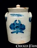 One-Gallon Stoneware Lidded Jar Impressed COWDEN & WILCOX / HARRISBURG, PA by Cowden & Wilcox, circa 1865, Stoneware, sold Mar 2012