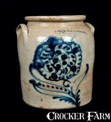 N. White & Co., N. WHITE & CO / BINGHAMTON Stoneware Jar with Cobalt Floral Decoration, circa 1870, Stoneware