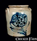 N. White & Co., N. WHITE & CO / BINGHAMTON Stoneware Jar with Cobalt Floral Decoration, circa 1870, Stoneware