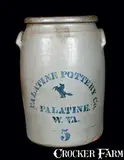 Palatine Pottery Co., PALATINE POTTERY CO. / PALATINE, W. VA 5 Gal. Stoneware Crock with Horse