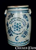 Hamilton & Jones Star Pottery, HAMILTON & JONES / STAR POTTERY Stoneware Crock with Stenciled Star Decoration, circa 1875, Stoneware