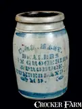 C. & H. Hast, C. & H. HAST / CUMBERLAND, MD Stoneware Advertising Crock, circa 1875, Stoneware