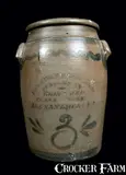 E. J. Miller, E. J. MILLER / ALEXANDRIA, VA Three-Gallon Stoneware Crock, circa 1875, Stoneware