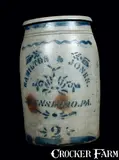 Hamilton & Jones, HAMILTON & JONES / GREENSBORO, PA Stenciled Stoneware Jar, Two-Gallon, circa 1875, Stoneware