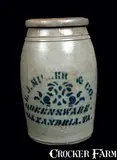 E. J. Miller, E. J. MILLER / ALEXANDRIA, VA Stoneware Crock, circa 1875, Stoneware