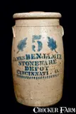 James Benjamin, JAMES BENJAMIN / CINCINNATI, O Stoneware Churn, circa 1880, Stoneware