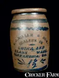 E. J. Miller, E. J. MILLER / ALEXANDRIA, VA Stoneware Advertising Crock, circa 1875, Stoneware
