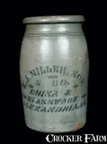 Son & Co., E.J. MILLER, SON & CO. / ALEXANDRIA, VA Stoneware Jar, Half-Gallon, circa 1875, Stoneware