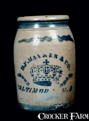 D. F. Haynes, D. F. HAYNES / BALTIMORE Stoneware Advertising Crock, circa 1875, Stoneware