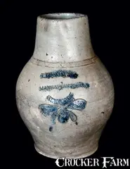 J. Remmey, Extremely Rare Incised Stoneware Pitcher, J. REMMEY / MANHATTAN - WELLS / NEW YORK, circa 1800-1810, Stoneware