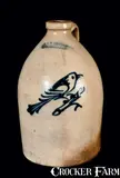 J. & E. NORTON / BENNINGTON, VT. Stoneware Jug with Bird Decoration by J. & E. Norton, circa 1855, Stoneware, sold Oct 2011