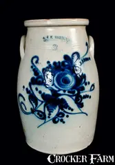 J. & E. Norton, J. & E. NORTON / BENNINGTON, VT. Stoneware Churn with Floral Decoration, circa 1855, Stoneware