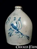 S. Hart, S HART / FULTON Stoneware Jug with Double Bird Decoration, New York State