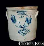 M. Woodruff, M. WOODRUFF / CORTLAND (New York) Stoneware Floral Decorated Crock