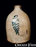J. Fisher, J. FISHER / LYONS, N.Y. Stoneware Jug, Two-Gallon, circa 1880, Stoneware