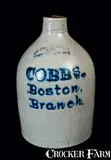 Cobbs, OTTMAN BROS. Stoneware Jug with COBBS / BOSTON / BRANCH Advertising, circa 1880, Stoneware