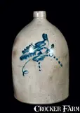 Brady & Ryan, BRADY & RYAN / ELLENVILLE, NY Stoneware Jug with Bird Decoration, circa 1885, Stoneware