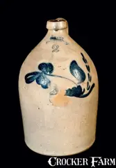 C. HART / SHERBURNE Stoneware Jug with Flower by C. Hart, circa 1870, Stoneware, sold Oct 2011
