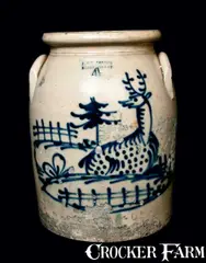 J. & E. Norton, J. & E. NORTON / BENNINGTON, VT. Stoneware Deer Crock, circa 1855, Stoneware