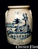 J. & E. NORTON / BENNINGTON, VT. Stoneware Deer Crock by J. & E. Norton, circa 1855, Stoneware, sold Oct 2011