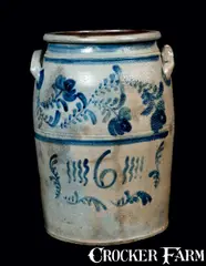 Jas. Hamilton, 6 Gal. Stoneware Crock Impressed JAS. HAMILTON / GREENSBORO, PA, circa 1865, Stoneware