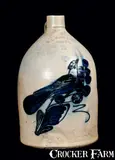 N.A. WHITE & SON / UTICA, N.Y. Stoneware Jug with Paddletail Bird, Two-Gallon by N.A. White & Son, circa 1885, Stoneware, sold Oct 2011