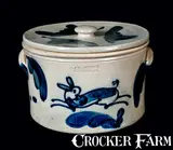 R. & B. Diebboll, R. & B. DIEBBOLL / WASHINGTON, MI Contemporary Stoneware Cake Crock with Rabbit, late 20th century, Stoneware