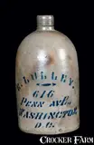 E. Lulley, Rare E. LULLEY / WASHINGTON, D.C. Stoneware Advertising Jug, circa 1875, Stoneware