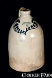 L. W. Fenton, L. W. FENTON / ST. JOHNSBURY, VT Stoneware Jug with Slip-Trailed Heart, circa 1860, Stoneware