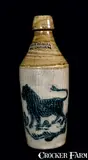 R. & B. Diebboll, R. & B. DIEBBOLL / WASHINGTON, MI Contemporary Stoneware Bottle with Incised Lion, late 20th century, Stoneware