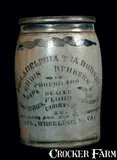 Philadelphia Tea House, Outstanding PHILADELPHIA TEA HOUSE / WHEELING, WV Stoneware Advertising Crock, circa 1875, Stoneware