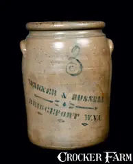 Warner & Russell, WARNER & RUSSELL / BRIDGEPORT, W. VA. Stoneware Jar, circa 1875, Stoneware