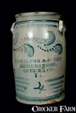 Hamilton & Jones, HAMILTON & JONES / GREENSBORO / GREENE CO. / PA Stoneware Churn, Four-Gallon, circa 1875, Stoneware